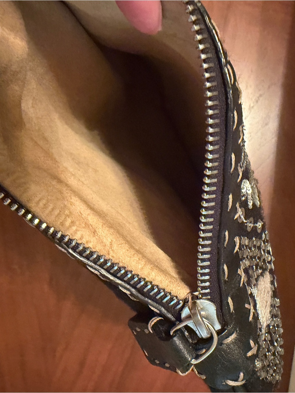 Fendi Selleria Oyster Bag 2003 Rare Embellished Wool Felt & Leather Y2K Bag - Picture 9 of 16